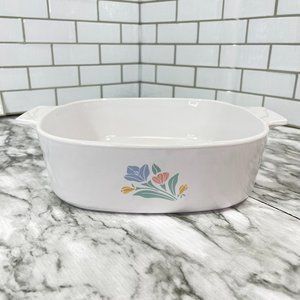Vintage Corning Ware Friendship Casserole Dish 2 Liter No Lid Pastel Flowers